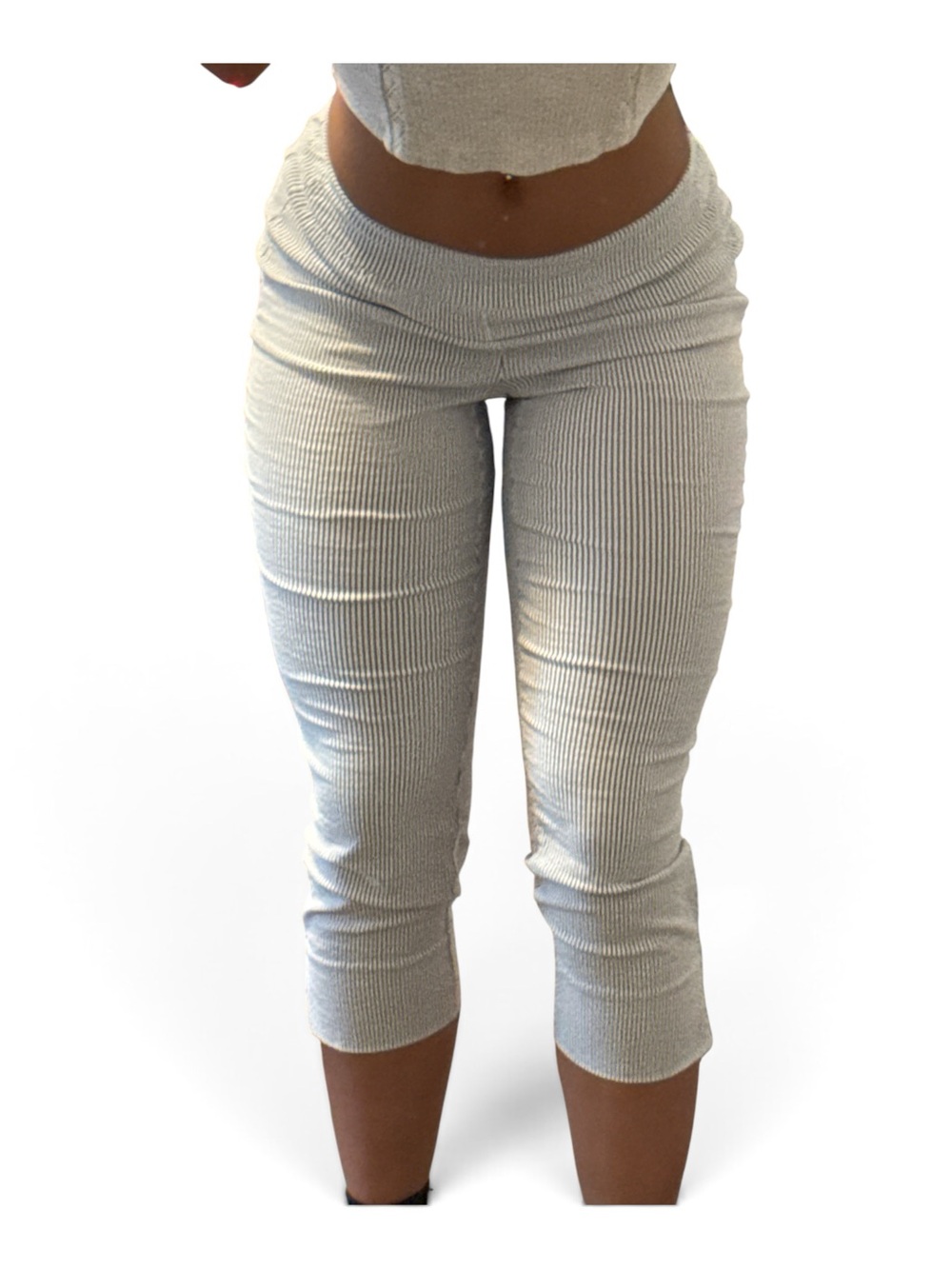 Carolina Belle Ribbed Capri Leggings - Cream